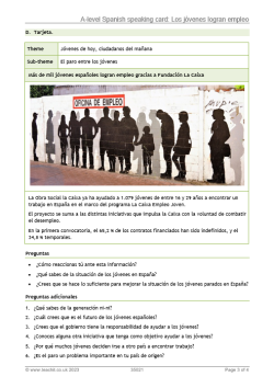 A-level Spanish speaking card: Los jóvenes logran empleo