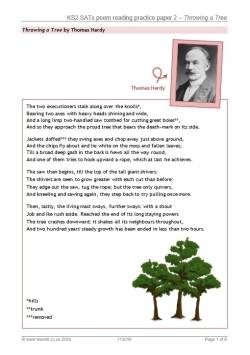 KS2 SATs poem reading practice – Throwing a Tree