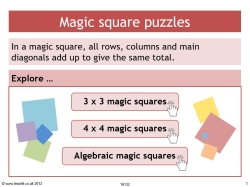 Magic square puzzles
