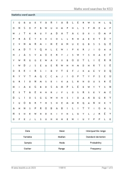 Maths word searches for KS3