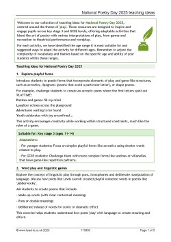 National Poetry Day 2025 teaching ideas
