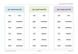 'oe' word list activities