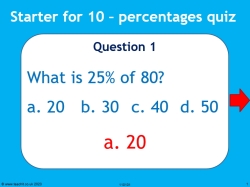 Starter for 10 – percentages quiz