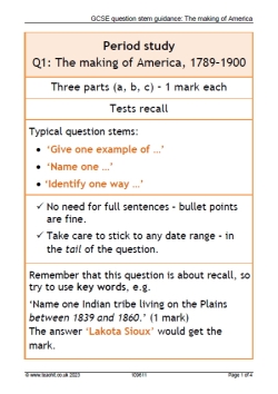 GCSE question stem guidance: The making of America