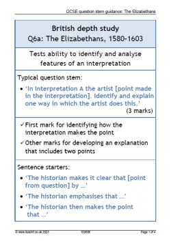 GCSE question stem guidance: The Elizabethans