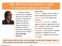 Why did the transatlantic trade in enslaved people develop?
