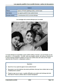 Les aspects positifs d'une société diverse: cartes de discussions