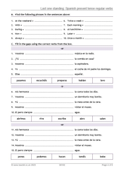 Last one standing: Spanish present tense regular verbs