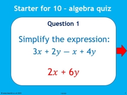 Starter for 10 – algebra quiz