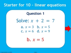 Starter for 10 – linear equations quiz