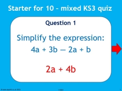 Starter for 10 – mixed KS3 quiz