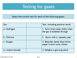 Testing for gases revision