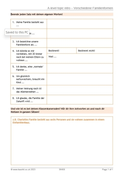 A-level topic intro: Verschiedene Familienformen