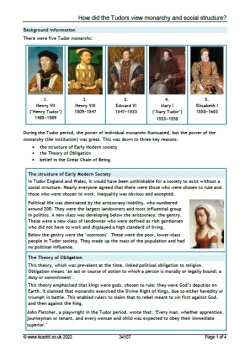 How did the Tudors view monarchy and social structure?