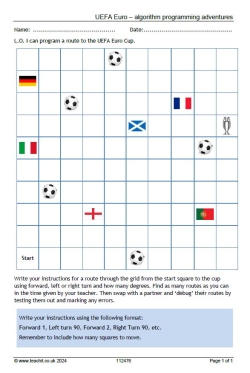 UEFA Euro – algorithm programming worksheet