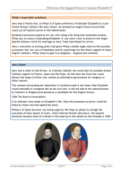 Image of what was the biggest threat to Queen Elizabeth I? resource