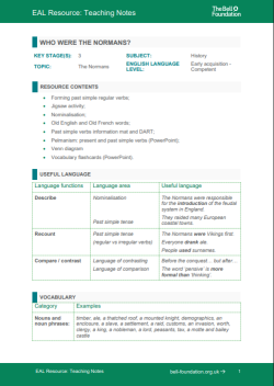 Norman Conquest History Resource for EAL Learners KS3 
