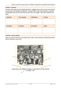 What role did women play in Britain during the Industrial Revolution?