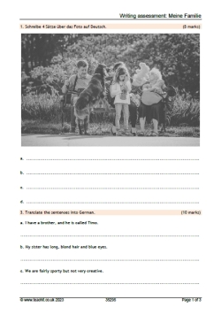 Writing assessment: Meine Familie