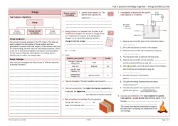 Physics knowledge organiser – energy transfer by heating