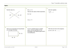 Year 7 transition activity mats - KS3 maths worksheets