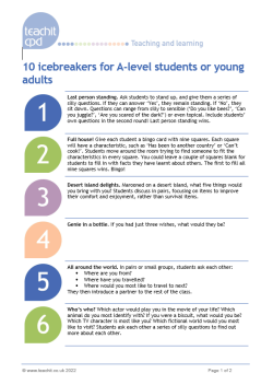 10 icebreakers for A-level and young adult students