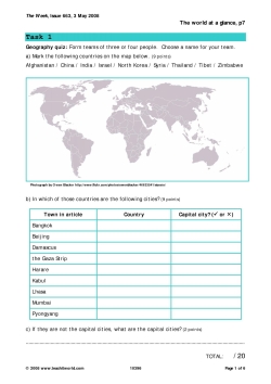 News-based lesson: the world at a glance