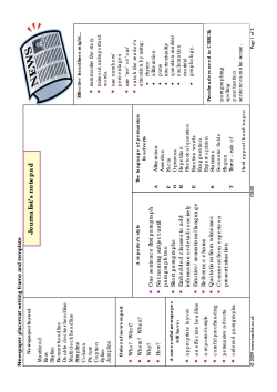 Newspaper placemat writing frame and template