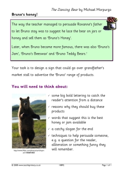 Bruno's honey! – persuasive writing based on 'The Dancing Bear'