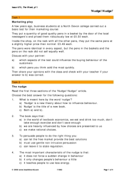 News-based lesson: Nudge! Nudge!