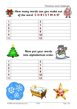 Christmas word challenges