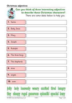 Christmas adjective word play