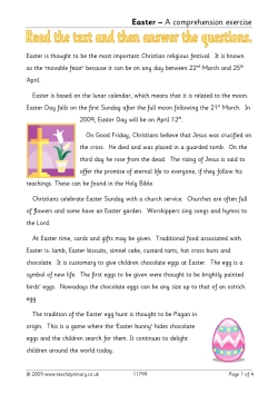 Easter reading comprehension
