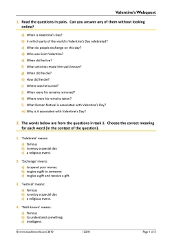 Valentine's Webquest