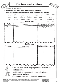 Prefixes and suffixes