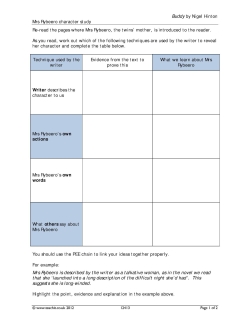 Mrs. Rybeero character study
