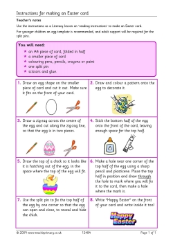 Instructions for an Easter card