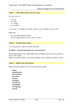 News-based lesson: Dresden: sacrificing beauty for convenience?