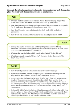 Questions and activities based on the play