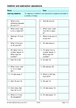 Addition and subtraction calculations
