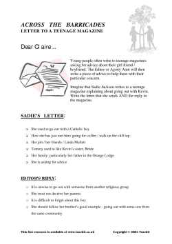 Letter to a teenage magazine - Dear Claire