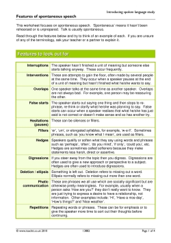 Understanding features of spontaneous speech | KS4 English | Teachit