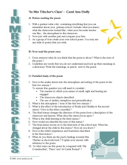 'In Mrs Tilscher's Class' - activities and questions