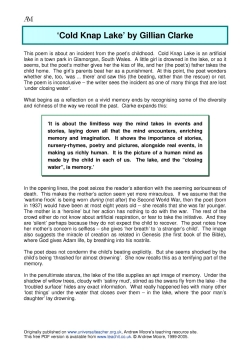 Andrew Moore's study guide for 'Cold Knap Lake'