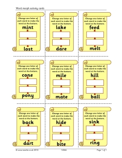 Word morph activity cards