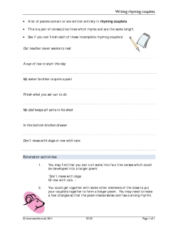 Writing rhyming couplets