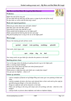 Guided reading prompt card - My mum and dad make me laugh