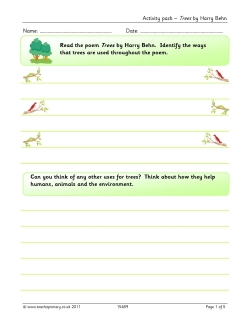 Activity pack - Trees by Harry Behn