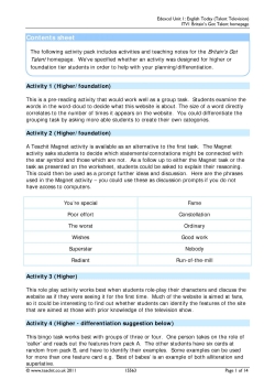 'Britain's Got Talent' workpack