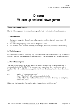 Warm up and cool down games